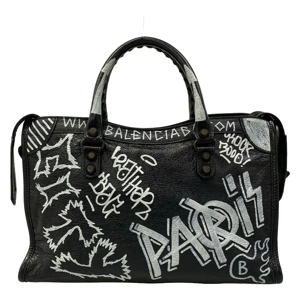 Balenciaga Graphic Classic City S Handbag 431621 Black White